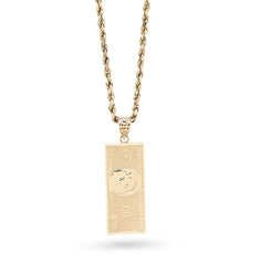 Pure 10k Yellow Gold One Hundred Dollar Bill Pendant 1.9g Money Charm For Mens