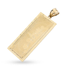 Real 10k Yellow Gold $100 Dollar Bill Money Pendant 4.3g Mens Charm For Necklace
