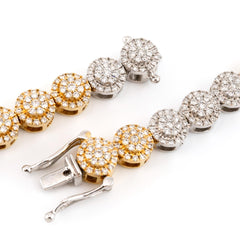 WOMEN'S CIRCLE TWO TONE TENNIS DIAMOND NECKLACE - 10KT YELLOW + WHITE GOLD & 11.27CTW