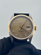 Rolex Datejust 36 Champagne Diamond Dial on Generic Black Leather Band Ref. 16233