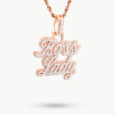 10k Rose Gold 1.12CTW Natural Diamond "Boss Lady" Pendant 8.2gms Womens Charm