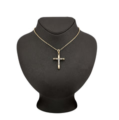 1/10th 10k Gold Bonded 925 Two Tone Tube Crucifix Cross Pendant 1.7g Mens Charm