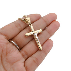 1/10th 10k Gold Bonded 925 Two Tone Tube Crucifix Cross Pendant 1.7g Mens Charm