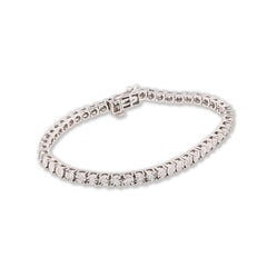3.5MM 10k White Gold 11gm 1CTW Natural Diamond Illusion Tennis Bracelet 7 Inches