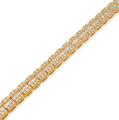 5MM 10k Yellow Gold 16.8gms 3.71CTW Pure Round/Baguette Diamond Tennis Bracelet
