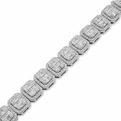 8MM 10k White Gold 30g 5.6CTW Pure Round/Baguette Diamond Square Tennis Bracelet