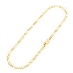 2MM 10k Yellow Gold 0.7gms Figaro Link Bracelet 8 Inch Armlet For Unisex Adults