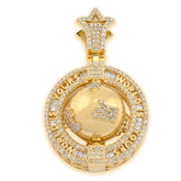 10k Gold 1.7 CTW Round/Baguette Diamond "World Is Yours" Rotating Globe Pendant