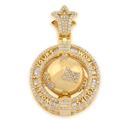 10k Gold 1.7 CTW Round/Baguette Diamond "World Is Yours" Rotating Globe Pendant