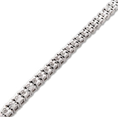 4MM 10k White Gold 15.8g 1.26CTW Natural Diamond Illusion Tennis Bracelet 8 Inch