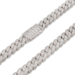 8MM 925 Silver 11.67CTW Pure Diamond 72.6gms Cuban Link ICED Chain 22In Necklace