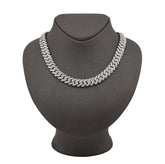 12MM 925 Silver 14.83CTW Natural Diamond Snake Cuban Chain 18In 96.7gms Necklace