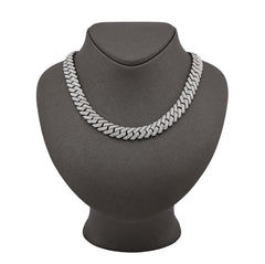 12MM 925 Silver 14.83CTW Natural Diamond Snake Cuban Chain 18In 96.7gms Necklace