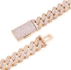 12MM 10k Yellow Gold 25CTW Natural Diamond 180gms Cuban Mens Chain 24In Necklace