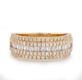 10k Yellow Gold Round/Baguette Centre 2 Row 1.20 CTW Natural Diamond Men Band 6.1g
