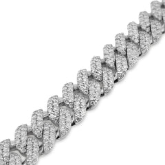 10MM 925 Sterling Silver 42.8gms 9.5CTW Lab Diamond Cuban Link Bracelet 8 Inches