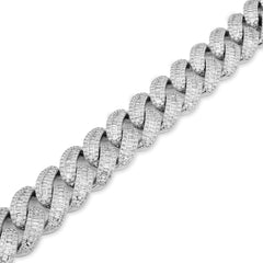 11.5MM 10k White Gold 57.2gms 6.75CTW Pure Round/Baguette Diamond Cuban Bracelet