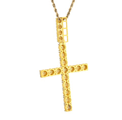 925 Sterling Silver 7.8gms 0.6 CTW Real Diamond Solitaire Yellow Cross Pendant Illusion Charm