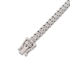 4MM 10k White Gold 15.8g 1.26CTW Natural Diamond Illusion Tennis Bracelet 8 Inch