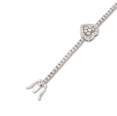 2.5MM 925 Silver 11.8gms 1.15CTW Natural Diamond Heart Tennis Bracelet 7 Inches