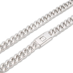8MM 925 Silver 11.67CTW Pure Diamond 72.6gms Cuban Link ICED Chain 22In Necklace