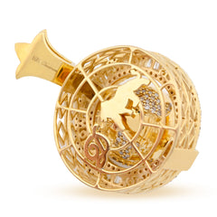 10k Gold 1.7 CTW Round/Baguette Diamond "World Is Yours" Rotating Globe Pendant