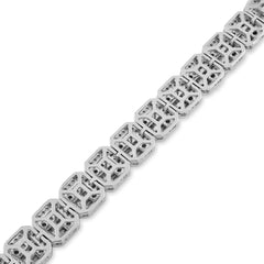 8MM 10k White Gold 30g 5.6CTW Pure Round/Baguette Diamond Square Tennis Bracelet