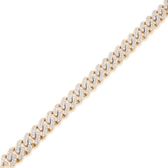 8MM 10k Yellow Gold 17g 3.8CTW Natural Round-Cut Diamond Cuban Bracelet 8 Inches
