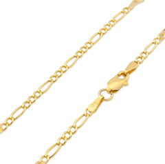 2MM 10k Yellow Gold 0.7gms Figaro Link Bracelet 8 Inch Armlet For Unisex Adults