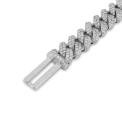 10MM 925 Sterling Silver 42.8gms 9.5CTW Lab Diamond Cuban Link Bracelet 8 Inches