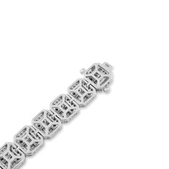 8MM 10k White Gold 30g 5.6CTW Pure Round/Baguette Diamond Square Tennis Bracelet