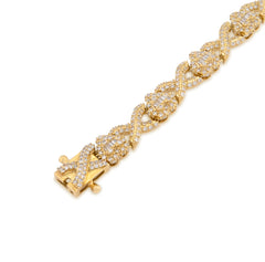 7MM 10k Yellow Gold 16gm 2.6CTW Natural Diamond Infinity Heart Bracelet 7.5 Inch