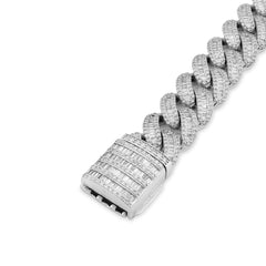 11.5MM 10k White Gold 57.2gms 6.75CTW Pure Round/Baguette Diamond Cuban Bracelet