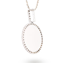 925 Silver 15.1g 0.6CTW Real Diamond Round Engraved Memory Pendant Picture Charm