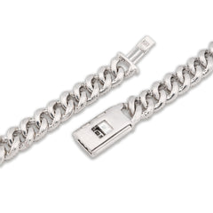 8MM 925 Silver 11.67CTW Pure Diamond 72.6gms Cuban Link ICED Chain 22In Necklace