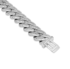 11.5MM 10k White Gold 57.2gms 6.75CTW Pure Round/Baguette Diamond Cuban Bracelet