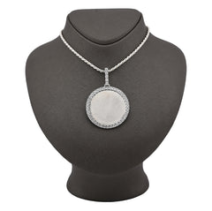 925 Silver 15.1g 0.6CTW Real Diamond Round Engraved Memory Pendant Picture Charm