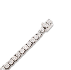 3.5MM 10k White Gold 11gm 1CTW Natural Diamond Illusion Tennis Bracelet 7 Inches