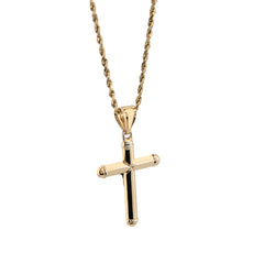 1/10th 10k Gold Bonded 925 Two Tone Tube Crucifix Cross Pendant 1.7g Mens Charm