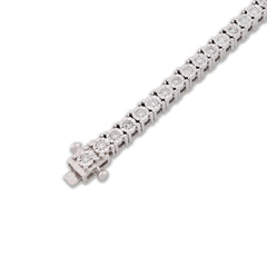 4MM 10k White Gold 15.8g 1.26CTW Natural Diamond Illusion Tennis Bracelet 8 Inch