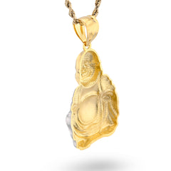 Real 10k Yellow & White Gold 5.5 gms Happy Laughing Buddha Pendant Charm For Men