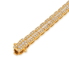 5MM 10k Yellow Gold 16.8gms 3.71CTW Pure Round/Baguette Diamond Tennis Bracelet