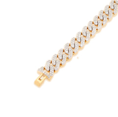 8MM 10k Yellow Gold 17g 3.8CTW Natural Round-Cut Diamond Cuban Bracelet 8 Inches