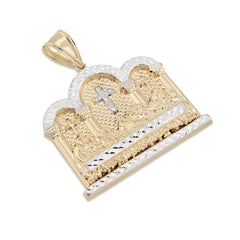 1/10th 10k Gold Bonded 925 Diamond Cut Last Supper 2 Tone Pendant 8.2g Men Charm