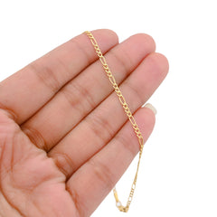 2MM 10k Yellow Gold 0.7gms Figaro Link Bracelet 8 Inch Armlet For Unisex Adults