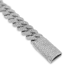 10MM 925 Sterling Silver 42.8gms 9.5CTW Lab Diamond Cuban Link Bracelet 8 Inches