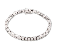 4MM 10k White Gold 15.8g 1.26CTW Natural Diamond Illusion Tennis Bracelet 8 Inch