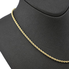 2.5MM Rope Chain Unisex 18 Inch 3.5gm 1/10th 10k Yellow Gold Bonded 925 Necklace
