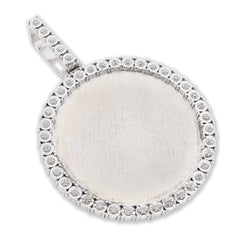 925 Silver 15.1g 0.6CTW Real Diamond Round Engraved Memory Pendant Picture Charm