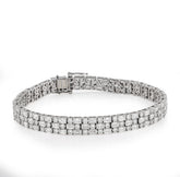 6.5MM 14k White Gold 11.25CTW Lab Diamond Three Row Round/Baguette 7.25" Tennis Bracelet 17.3g
